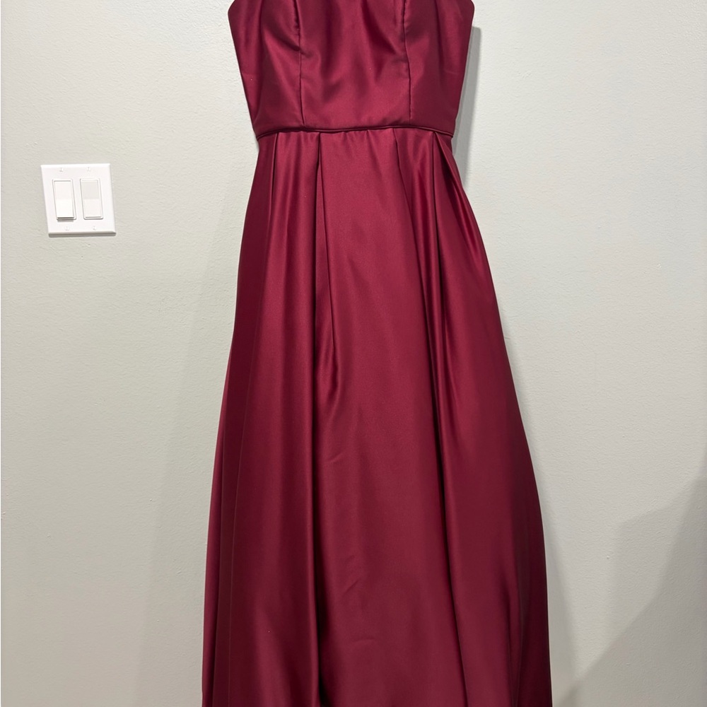 Adam Strapless Wine Red Dress